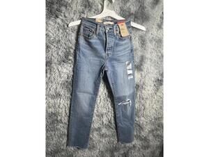 Levi's Wedgie Straight Light Wash Skinny Jeans with Rip Detail